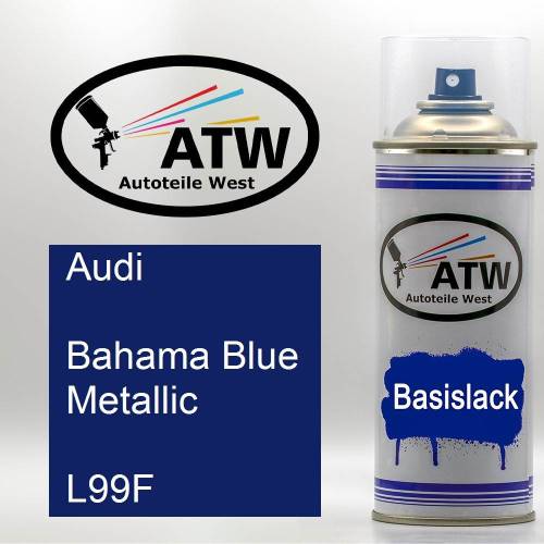 Audi, Bahama Blue Metallic, L99F: 400ml Sprühdose, von ATW Autoteile West.